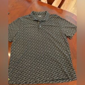 UNTUCKit Men's Black and White Leaf Pattern Polo Shirt, Size XL EUC